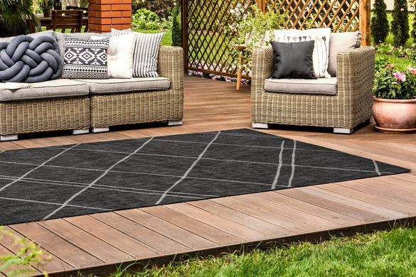 Preproga Terrace Anthracite Light Lines, Antracit, 200x290 cm, Outdoor | Indoor