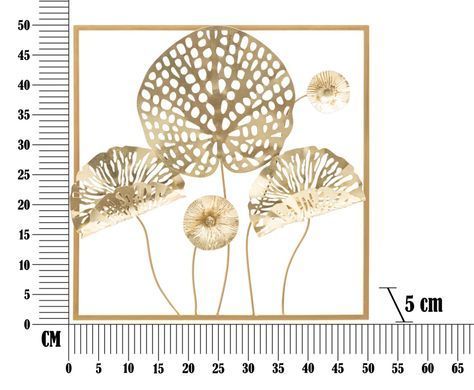 Stenska dekoracija Gold Flowers, Večbarvna