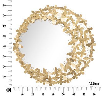 Zidno ogledalo Glam Butterfly Wind, Zlatna, Okrugli
