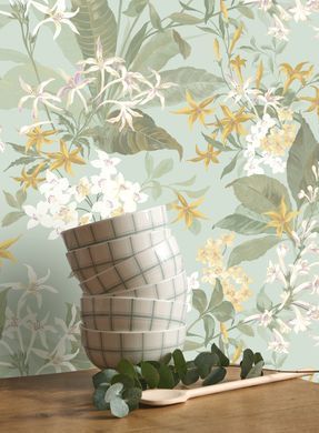 Tapeta Songe De Jasmin 3 boje, Svietlo zelena, Le Beau Jardin