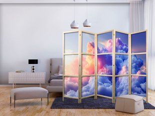 Japanski paravan - Clouds Like Painted: Artistic Brushes of Dawn Painting the Sky, Plava