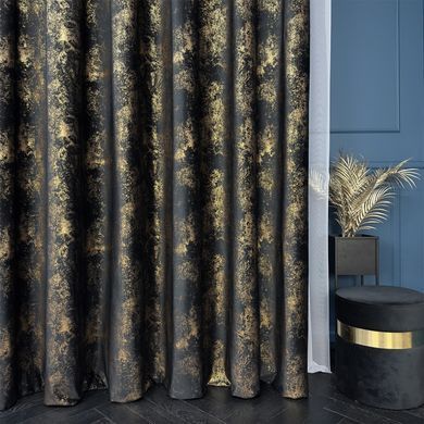 Dekorativna tkanina Velvet Glam Black črna vi&scaron;. 3,00 m, Črna