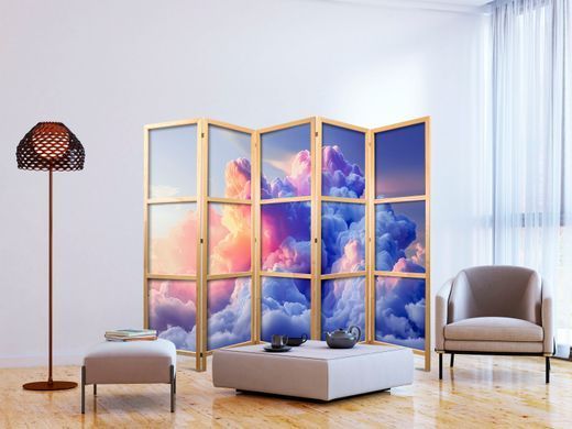 Japanski paravan - Clouds Like Painted: Artistic Brushes of Dawn Painting the Sky, Plava
