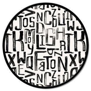 Zidni ukras Lettere incorniciate, Crno-bijela, promjer - 60 cm