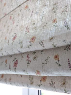 Rimska zavjesa &scaron;ir. 110 cm Heavy Linen Wild Flowers, Bež, Desno, 100 cm