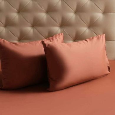 Set posteljine Satin Fitted Sheet (donja plahta s gumicom + jastučnice), Single (100x200x35 cm), Bakrena