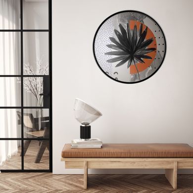 Zidni ukras Fogli grafica, Crno-bijela, promjer - 60 cm