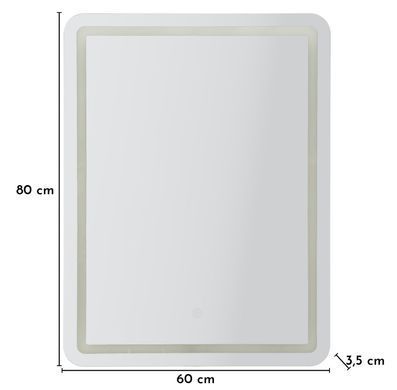 Stensko ogledalo LED Simple Rectangular, Srebrna, Pravokotni