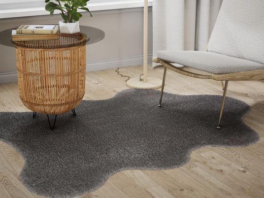 Tepih Curly Fur Dark Grey, Tamno siva, 150x200 cm