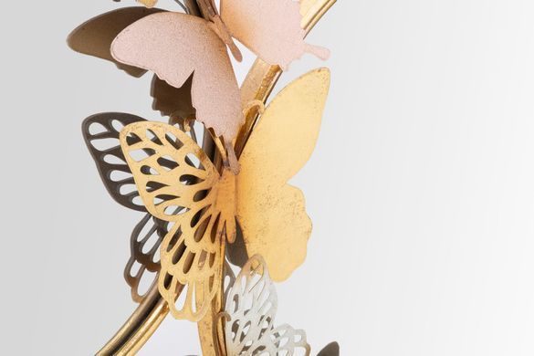 Stensko ogledalo Double Farfalle Pink, Večbarvna, Okrogli