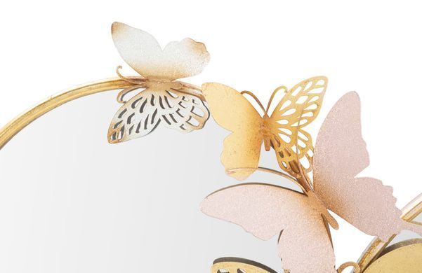 Stensko ogledalo Double Farfalle Pink, Večbarvna, Okrogli